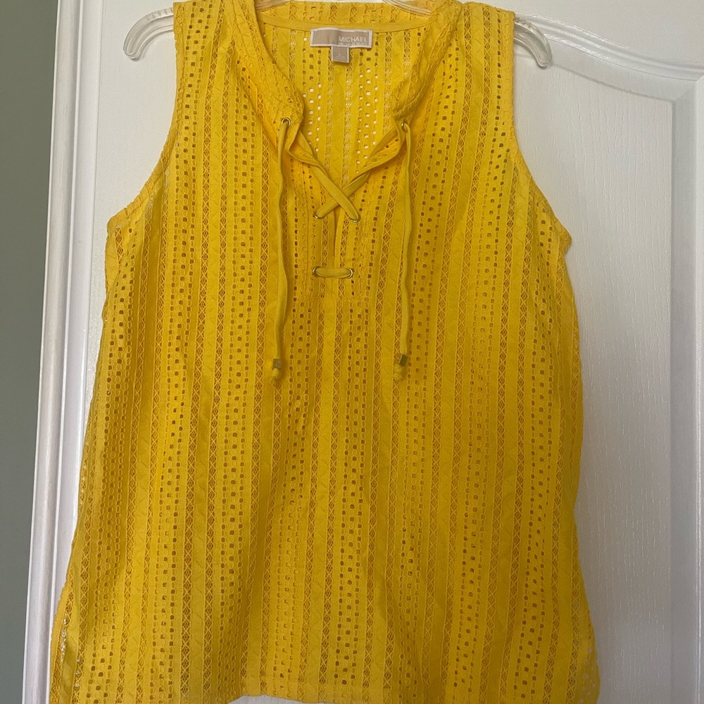 Michael kors yellow short sleeve top (new) size L